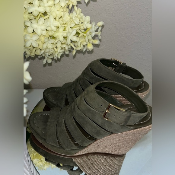 TORY BURCH Bailey Wedge Olive Green Espadrille Sandals - Picture 9 of 15